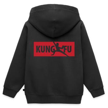 Kung Fu - Kinder Premium Organic Zip Hoodie - Schwarz - Hinten - AI Model Kid Male (0cm)