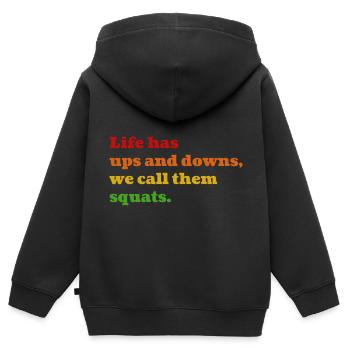 Squat Life - Kinder Premium Organic Zip Hoodie - Schwarz - Hinten - AI Model Kid Male (0cm)