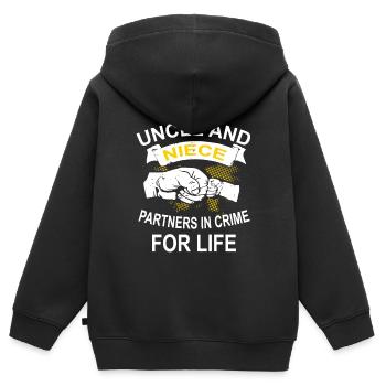UNCLE AND NIECE BEST PARTNERS IN CRIME FOR LIFE - Kinder Premium Organic Zip Hoodie - Schwarz - Hinten - AI Model Kid Male (0cm)