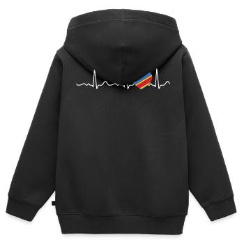 Kongo - Herzschlag, Puls, Herzlinie, EKG - Kinder Premium Organic Zip Hoodie - Schwarz - Hinten - AI Model Kid Male (0cm)