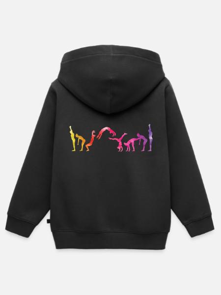 Gymnastics art - Kids Premium Organic Zip-up Hoodie - black