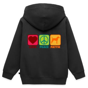 Patterdale Terrier Maman Maman Maîtresse Prêche l’amour - Sweat Premium à capuche zippé enfant bio - noir - Dos - AI Model Kid Male (0cm)