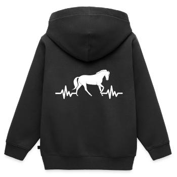 Herzschlag - Pferd Hengst Stute Ross Reitsport - Kinder Premium Organic Zip Hoodie - Schwarz - Hinten - AI Model Kid Male (0cm)