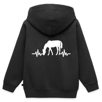 Herzschlag - Pferd Hengst Stute Ross Reitsport - Kinder Premium Organic Zip Hoodie - Schwarz - Hinten - AI Model Kid Male (0cm)