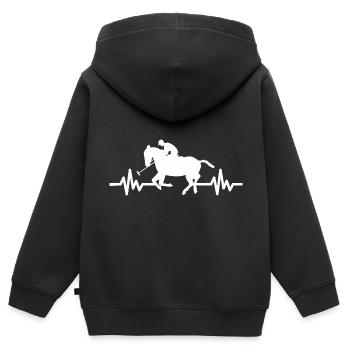 Herzschlag Pferd Hengst Stute Ross Polo - Kinder Premium Organic Zip Hoodie - Schwarz - Hinten - AI Model Kid Male (0cm)