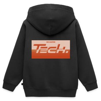 Technologie - Kinder Premium Organic Zip Hoodie - Schwarz - Hinten - AI Model Kid Male (0cm)