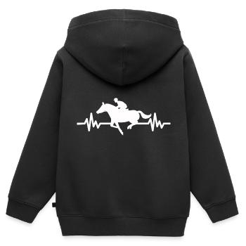 Herzschlag Pferd - Hengst Stute Ross Reitsport - Kinder Premium Organic Zip Hoodie - Schwarz - Hinten - AI Model Kid Male (0cm)