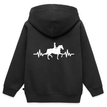 Herzschlag Pferd - Hengst Stute Ross Reitsport - Kinder Premium Organic Zip Hoodie - Schwarz - Hinten - AI Model Kid Male (0cm)