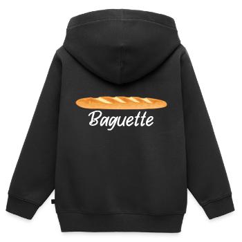 Baguette - Französischer Brotliebhaber - Kinder Premium Organic Zip Hoodie - Schwarz - Hinten - AI Model Kid Male (0cm)
