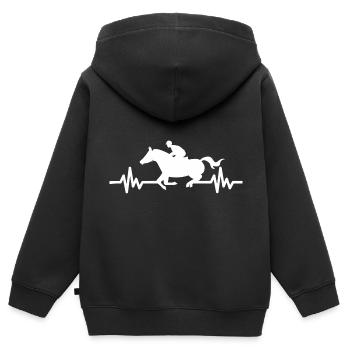 Herzschlag Pferd Hengst Stute Ross Polo - Kinder Premium Organic Zip Hoodie - Schwarz - Hinten - AI Model Kid Male (0cm)