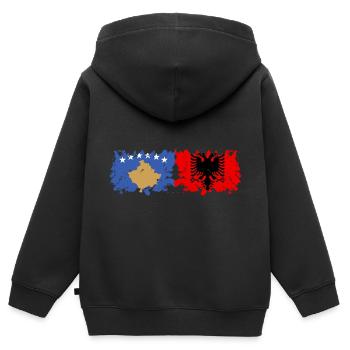 Albanien Kosovo - Kinder Premium Organic Zip Hoodie - Schwarz - Hinten - AI Model Kid Male (0cm)