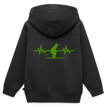 Heartbeat Skifahren Ski freestyle - Kinder Premium Organic Zip Hoodie - Schwarz - Hinten - AI Model Kid Male (0cm)