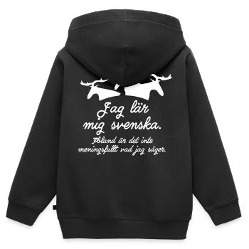 Ich lerne Schwedisch - Kinder Premium Organic Zip Hoodie - Schwarz - Hinten - AI Model Kid Male (0cm)