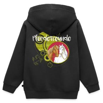 Bibi und Tina 'Pferdefreunde Amadeus und Sabrina' - Kinder Premium Organic Zip Hoodie - Schwarz - Hinten - AI Model Kid Male (0cm)