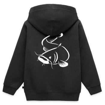 Wels - Welsangeln - Kinder Premium Organic Zip Hoodie - Schwarz - Hinten - AI Model Kid Male (0cm)