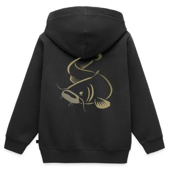 Pêche au silure - Sweat Premium à capuche zippé enfant bio - noir - Dos - AI Model Kid Male (0cm)