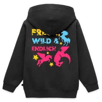 EINHORN FRECH WILD UND ENDLICH 6. GEBURTSTAG - Kinder Premium Organic Zip Hoodie - Schwarz - Hinten - AI Model Kid Male (0cm)