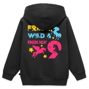 EINHORN FRECH WILD UND ENDLICH 9. GEBURTSTAG - Kinder Premium Organic Zip Hoodie - Schwarz - Hinten - AI Model Kid Male (0cm)