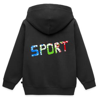 Sport - Kinder Premium Organic Zip Hoodie - Schwarz - Hinten - AI Model Kid Male (0cm)