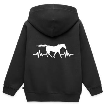 Herzschlag - Pferd Hengst Stute Ross Reitsport - Kinder Premium Organic Zip Hoodie - Schwarz - Hinten - AI Model Kid Male (0cm)