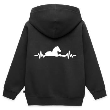 Herzschlag - Pferd Hengst Stute Ross Reitsport - Kinder Premium Organic Zip Hoodie - Schwarz - Hinten - AI Model Kid Male (0cm)