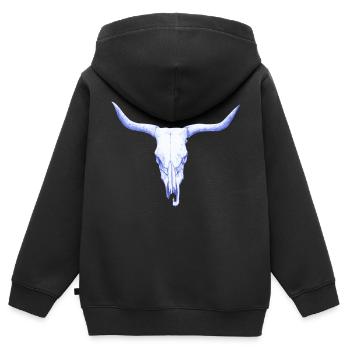 Bison Schaedel - Wild West Cowboy Rodeo Feeling - Sweat Premium à capuche zippé enfant bio - noir - Dos - AI Model Kid Male (0cm)