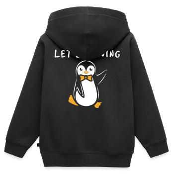 Pingouin de danse swing - Sweat Premium à capuche zippé enfant bio - noir - Dos - AI Model Kid Male (0cm)