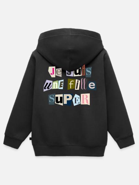 Ich bin ein Super-Mädchen - Kinder Premium Organic Zip Hoodie - Schwarz