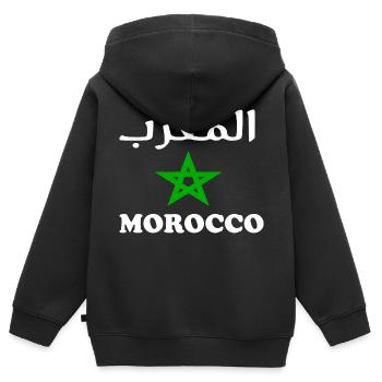 Le maroc - Sweat Premium à capuche zippé enfant bio - noir - Dos - AI Model Kid Male (0cm)