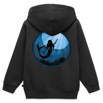 Sirène sous l’eau - Sweat Premium à capuche zippé enfant bio - noir - Dos - AI Model Kid Male (0cm)