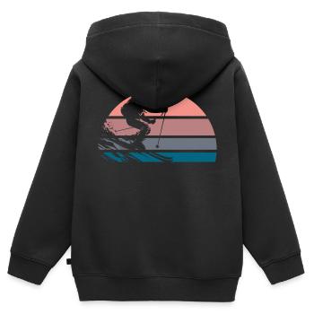 Powerdertag - Kinder Premium Organic Zip Hoodie - Schwarz - Hinten - AI Model Kid Male (0cm)