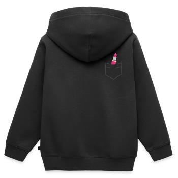 Lippenstift - In Brusttasche / Hemdtasche - Kinder Premium Organic Zip Hoodie - Schwarz - Hinten - AI Model Kid Male (0cm)