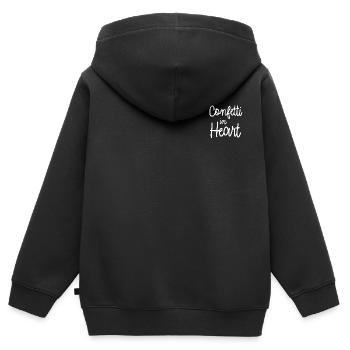 Confettis dans le cœur - Sweat Premium à capuche zippé enfant bio - noir - Dos - AI Model Kid Male (0cm)