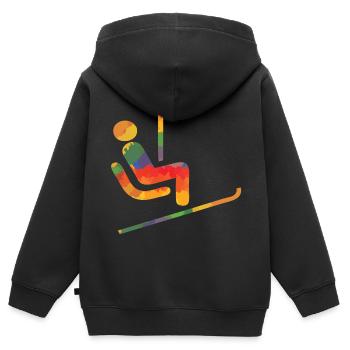 Farbiger Ski Läufer - Kinder Premium Organic Zip Hoodie - Schwarz - Hinten - AI Model Kid Male (0cm)