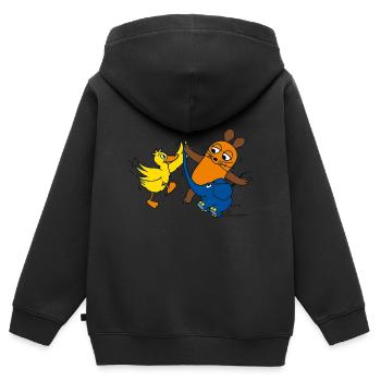 Maus, Elefant und Ente High-Five - Kinder Premium Organic Zip Hoodie - Schwarz - Hinten - AI Model Kid Male (0cm)