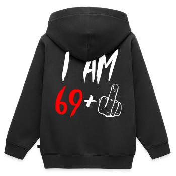 70. Geburtstag Mittelfinger - Kinder Premium Organic Zip Hoodie - Schwarz - Hinten - AI Model Kid Male (0cm)