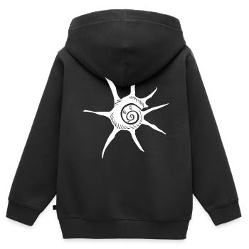 Muschel - Kinder Premium Organic Zip Hoodie - Schwarz - Hinten - AI Model Kid Male (0cm)