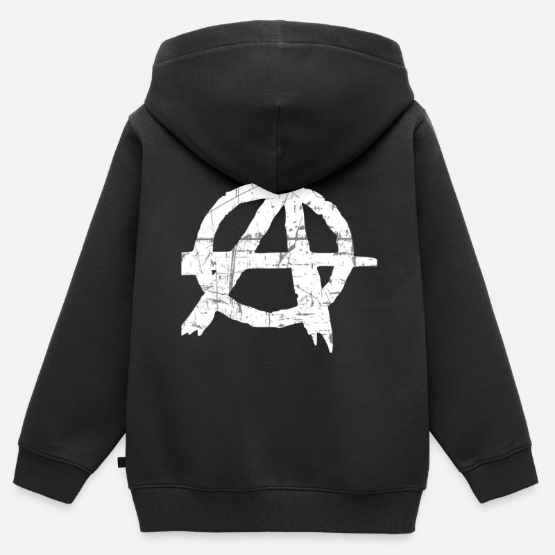 anarchie - Sweat Premium à capuche zippé enfant bio - noir