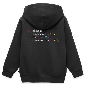 Funny gift for Programmer Headphones while Coding - Kids Premium Organic Zip-up Hoodie - black - Back - AI Model Kid Male (0cm)