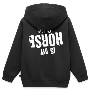 Pferdesprüche Reiter Geschenk - Kinder Premium Organic Zip Hoodie - Schwarz - Hinten - AI Model Kid Male (0cm)