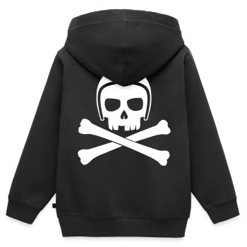Crâne avec casque - Sweat Premium à capuche zippé enfant bio - noir - Dos - AI Model Kid Male (0cm)