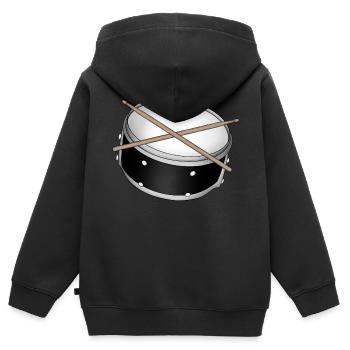 Trommel - Kinder Premium Organic Zip Hoodie - Schwarz - Hinten - AI Model Kid Male (0cm)