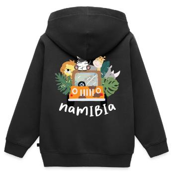 Namibia - Kinder Premium Organic Zip Hoodie - Schwarz - Hinten - AI Model Kid Male (0cm)