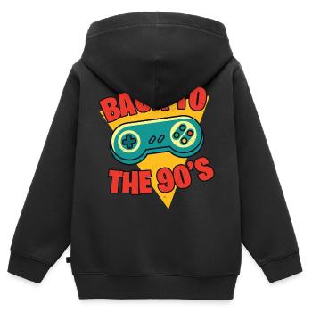 90s 90 - Sweat Premium à capuche zippé enfant bio - noir - Dos - AI Model Kid Male (0cm)