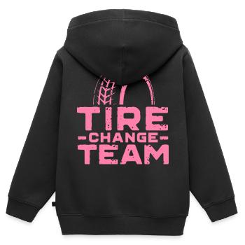 Équipe de changement de pneus changement de roue changement de pneus - Sweat Premium à capuche zippé enfant bio - noir - Dos - AI Model Kid Male (0cm)
