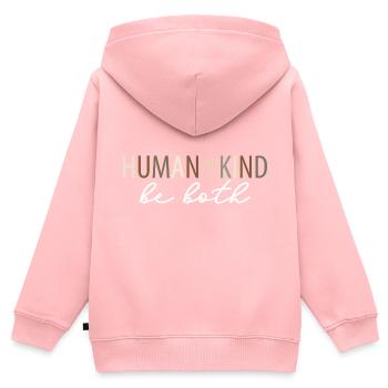 Human Kind Be Both Retro Be Human Coloré - Sweat Premium à capuche zippé enfant bio - rose - Dos - AI Model Kid Female (0cm)