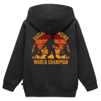 BigFoot Champion de distanciation sociale Retro Vintage - Sweat Premium à capuche zippé enfant bio - noir - Dos - AI Model Kid Male (0cm)