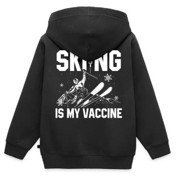 Ski - Kinder Premium Organic Zip Hoodie - Schwarz - Hinten - AI Model Kid Male (0cm)