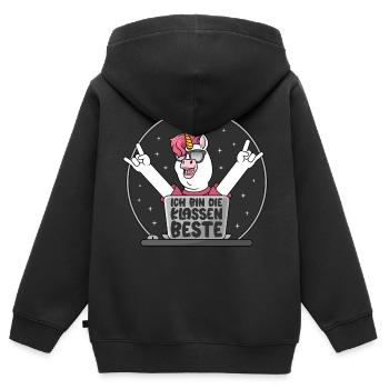 Einhorn PC Beste Schule Ich bin die Klassenbeste - Kinder Premium Organic Zip Hoodie - Schwarz - Hinten - AI Model Kid Male (0cm)