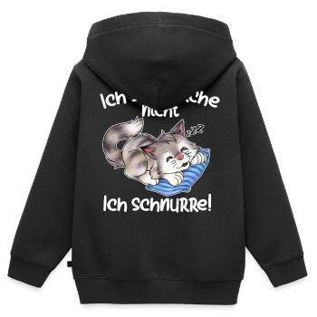 Ich schnarche nicht ich schnurre, süße Katze - Kinder Premium Organic Zip Hoodie - Schwarz - Hinten - AI Model Kid Male (0cm)